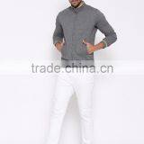 Grey Sweatshirt With Grindle Effect For Man Mock Collar Full Concealed Zip Closure Sweater Brushed Fleece Lining thumbnail-5