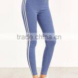 Sexy Basic Raw Hem Crop Tops With Blue Striped Side Leggings Cotton Blends Casual Women Sportwear Jogger thumbnail-3