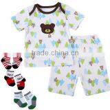 2017 Summer Baby New Design Newborn Gift Set Kids Homewear With Socks Gift Set thumbnail-1