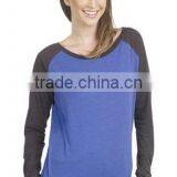 Factory Direct Wholesale Women's Cotton Poly Contrast Raglan Long Sleeve Pullover thumbnail-1