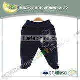 Dark and Light Blue Warm Winter Baby Pants With Feet thumbnail-4