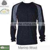 OEM Clothing Men's Merino Wool Long Sleeve V-Neck T-Shirt thumbnail-1