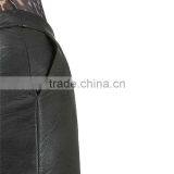 2017 OEM Cool Petite Black Leather Pencil Skirt With Side Pockets thumbnail-4