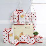 White With Star Pattern Cotton Cheap Newborn Baby Clothing Set thumbnail-1