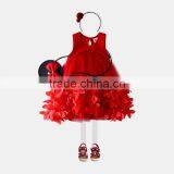 Wholesale Red Flower Little Girl Floral Print Party Dresses thumbnail-1