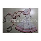 Crochet Christmas Tree Skirt  White Dress Cloche Hat With Pink Trimming And Beads