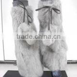 YR129 Real Natural Genuine Rabbit Fur Leg Warmer For Women thumbnail-3