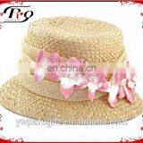 pink flowers summer straw sun hat