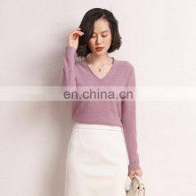 Women Custom 100% Erdos Cashmere V-neck Sweater thumbnail-4