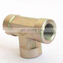 CC/CD-RN Carbon Steel Metric/BSP Male Thread Tee Hydraulic Pipe Fitting With Swivel Nut