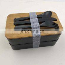 BPA Free High Quality 2 Layers Bamboo Disposable Lunch Box thumbnail-1