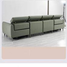 New Straight-Row Three-Seat Leather Sofa Villa Living Room Large-Sized Italian Minimalist Style Functional Sofa Combination thumbnail-3