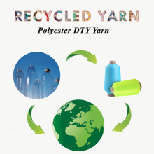 100% Recycled Polyester Yarn GRS Certificate Polyester Dty Yarn Low Breakage Yarn Polyester With 536 Stock Colors thumbnail-3