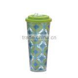 Double Wall Plastic Straw Mug With Paper Instert thumbnail-2