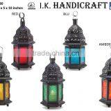 Moroccan Style Lantern With Self Glass With Iron Base and Cap thumbnail-1