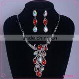 Bridal Phoenix Necklace and Earring Fashion Colorful Crystal Jewelry Set thumbnail-1