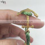 316 L Stainless Steel Colorful Cotton Rope String Leather Anchor Bracelet Fashion Jewelry Black Blue Green Red Purple Nylon Rope thumbnail-4