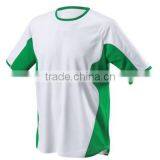 100% Polyester Micro Men's Round Neck Half Sleeves T-Shirt White With Green Side Panels thumbnail-1