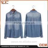 2016 High Quality Blue Denim Jeans Plus Size Long Sleeve Beaded Womens Coats and Jackets on