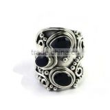 925 Sterling Silver bold handmade genuine dyed blue sapphire ring