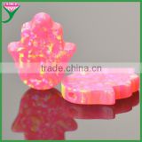 high quality synthetic pink opal hamsa hand shaped pendant of fatima pendant