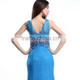 Factory Directly Sell Heavy Beaded Turquoise Blue Bridesmaid Dresses thumbnail-4