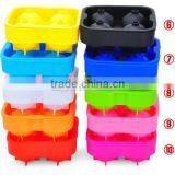 Pure Color 4 Cavity Silicone Rubber Whisky Ice Cube Tray Maker To Made 4.5cm Ice Ball