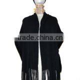 Fur Trim Elegant Design Soft Handfeeling Acrylic Knit Shawl Scarves