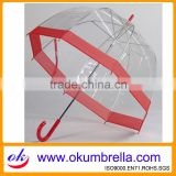 Hot sale fashion design transparent dome umbrella with color edging