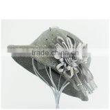 2015 Grey New Fashion Fedora Cap Handmade Straw Hats High Quality Old Women Bucket Flower thumbnail-1