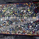 Rectangle Marble Inlay Table Tops, Green Pietra Dura Table top Flower degins