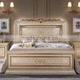 Bisini Luxury Gold Color Solid Wood King Size Bed With Matching Side Tables/Night Stands(MOQ=1 SET) thumbnail-1