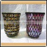 Home Decor Colored Mosaic Style Hurricane Glass Candle Holder thumbnail-2