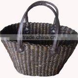 WATER HYACINTH HANDBAG, LEATHER HANDLE HANDBAG thumbnail-1