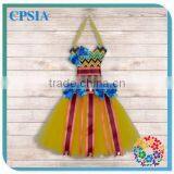 Colorful Chevron And Yellow Tulle Tutu Ribbon Bow Holder Pettiskirt Party Dress Tutus Dresses Decoration Butterflyinflower thumbnail-1