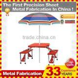 Folding Picnic PlasticTable and 4 Seats/chairs/bench With Umbrella thumbnail-2