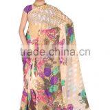 Digital Flower Rose Printed Designer Saree With Blouse Material thumbnail-4