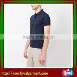 Hot Sale Clothing Plain Two Button Men's Dark Blue Polo Neck Short Sleeve Shirt thumbnail-6