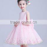 Sleeveless Flowers Girl Wedding Elegant Satin O-neck Kids Dress Waist Bow Flower Dresses thumbnail-4