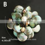 Handmade Multi Layer Organic Natural Freshwater Pearls Flower Brooch Wholesale thumbnail-3