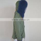 Myfur Customized Navy Lamb Fur Hooded Parka Coats for Adults thumbnail-4