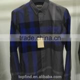 100% cotton big check round bottom men casual check shirt with buttom down collar