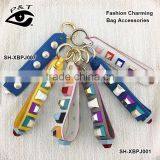 New Design Double PU Leather With Epoxy Stone Metal Ring Pendant for Bags thumbnail-3