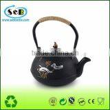 Large Handle Cast Iron Teapot With Embossed Decor for Wholesale thumbnail-1