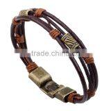 XP-LB-2182 Hot Sale Ancient Bronze Metal Alloy Leather Bracelet thumbnail-5