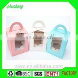 2015 Folding Art Paper White Color Paper Cake Box With Clear Pvc Window
