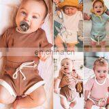 RST Short Sleeve Tops T-shirt + Shorts Pants Set Ribbed Solid Outfits Baby Boys' Clothing Sets Kids Clothing thumbnail-3
