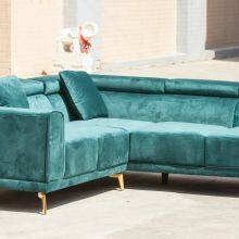 Modern Style Velvet Sectional Sofa HF-2109 With Chaise at Right Side Adjustable Headrest Livingroom Furniture thumbnail-1