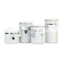 Airtight High Quality Kitchenware Airtight Vacuum Kitchen Ceramic Condiment Food Coffee Storage Jar Canister Set With Lid Spoon thumbnail-3