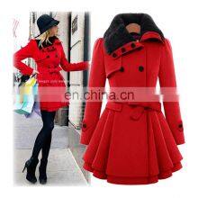 Wholesale New Fashion Women Girls Fur Collar Design Warm Long Plus Size Double Breast Button Belt Sur Collar Winter Coat Women thumbnail-1